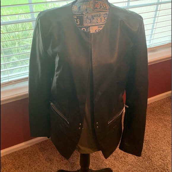 Jackets & Blazers - Black faux leather jacket woman’s Xl